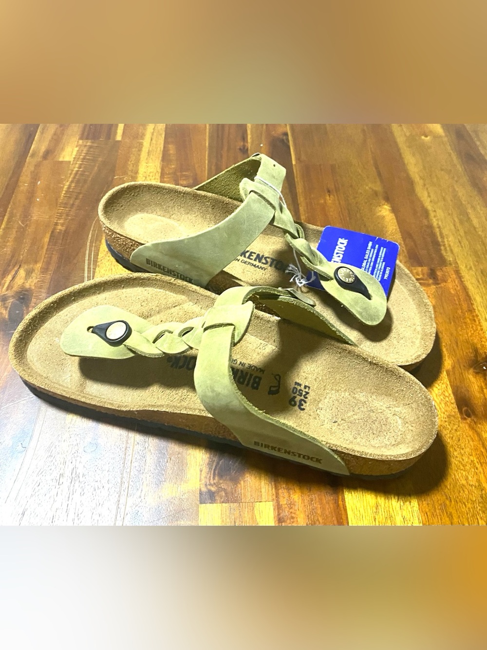 Birkenstock Olive Green Braided Thong Sandals - Picture 3 of 4